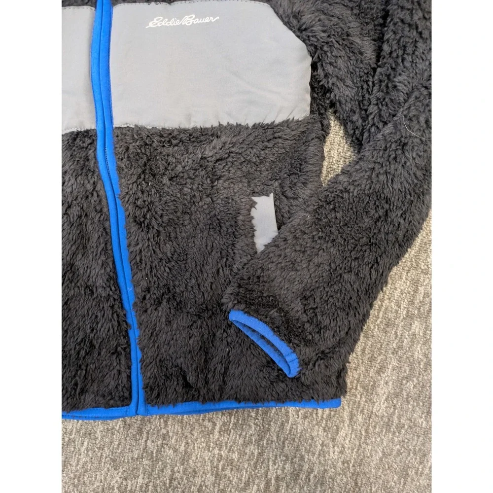 Eddie Bauer Kids XS (6/6X) Black Gray Fleece Hoodie Jacket Full Zip‎